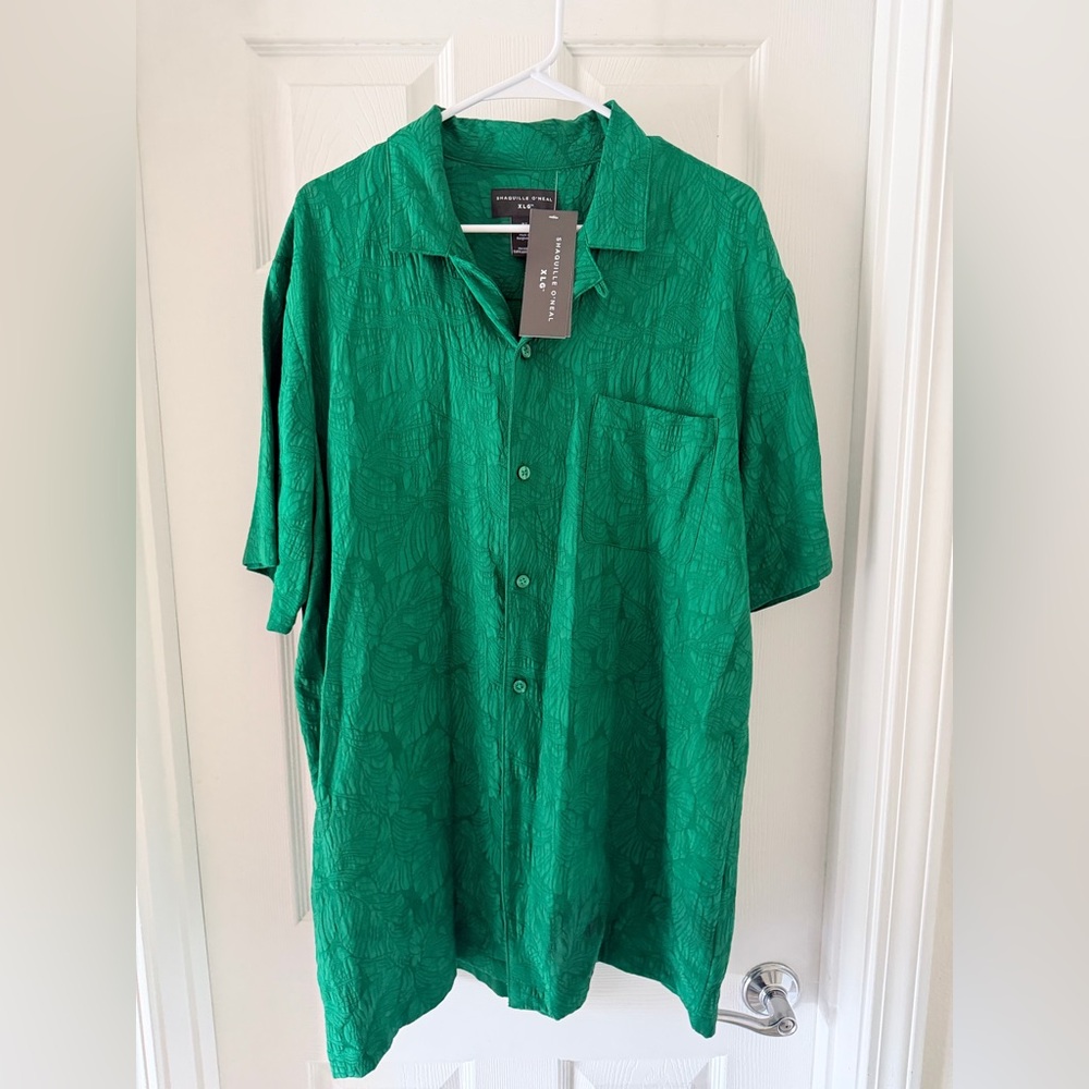 Short-Sleeve Emerald Green Button-Down Shirt by Size XLT
